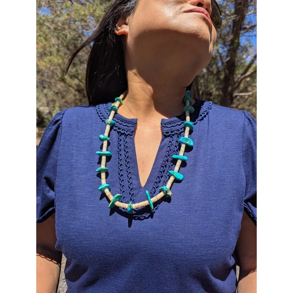 Vintage Native American Handmade Turquoise Necklace‎ Handmade Navajo Jewelry **